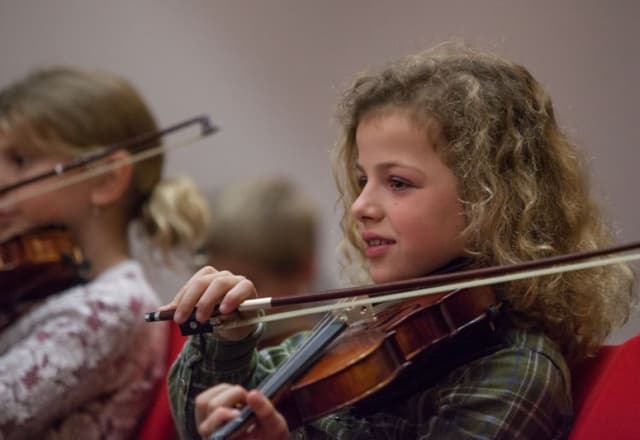 Meisje met snaarinstrument