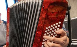 Jongetje speelt op accordeon